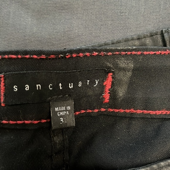 Sanctuary Leather Look Moto Jeans - Picture 3 of 10
